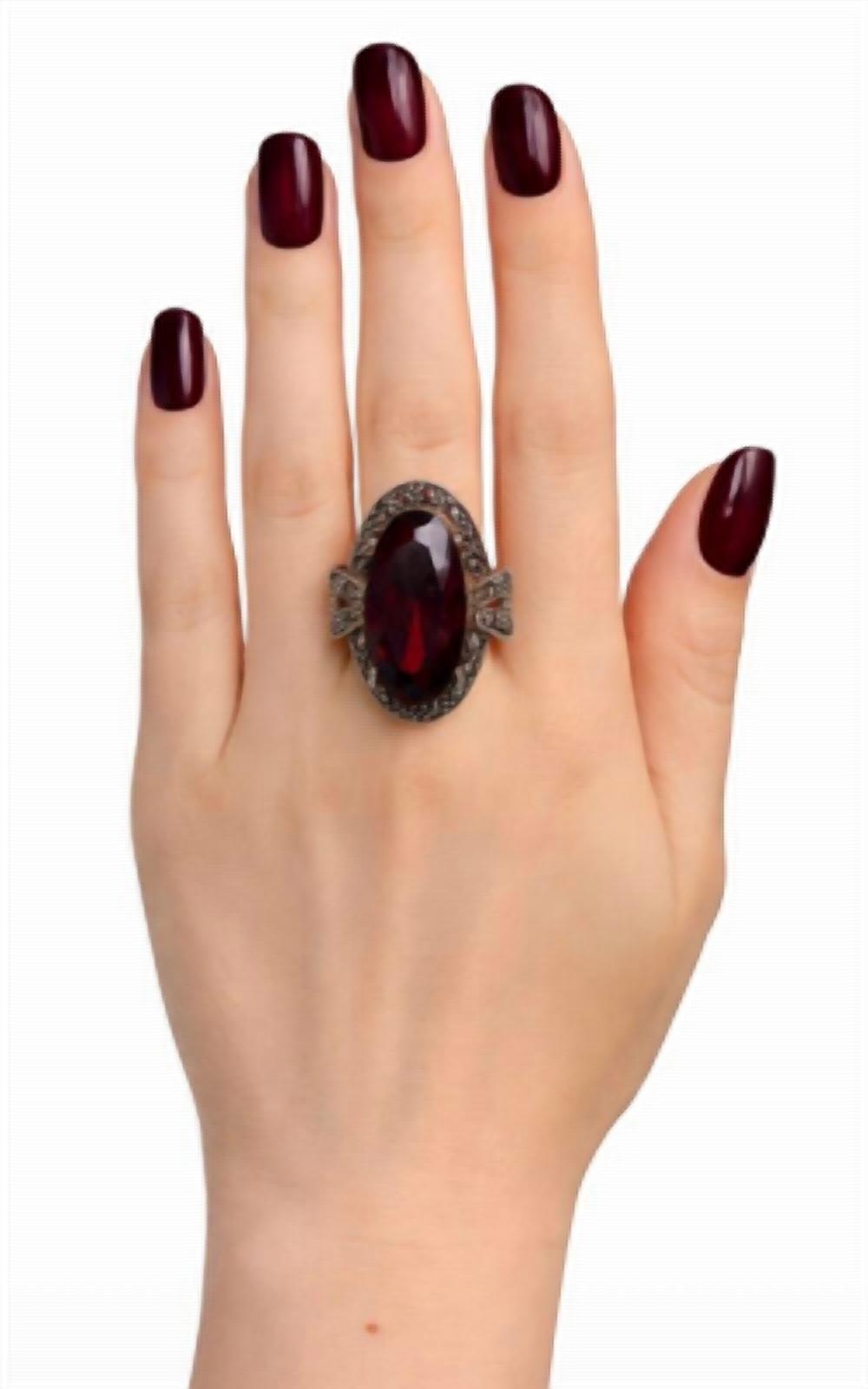 Sonya'S - Jewel Garnet and Marcasite Ring