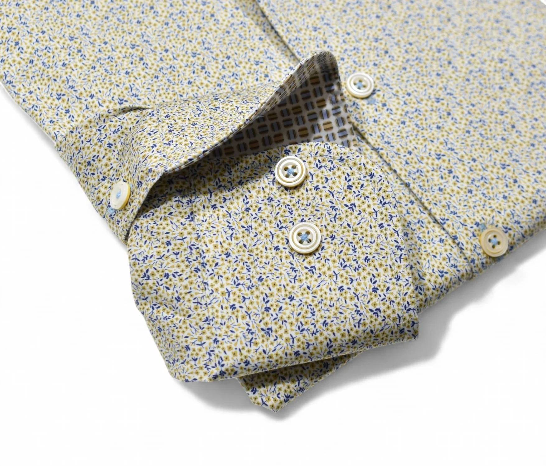 Marcello - Men's Maize Mini Floral Long Sleeve Shirt
