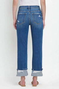 Lovervet - High Rise Cuffed Straight Leg Jeans