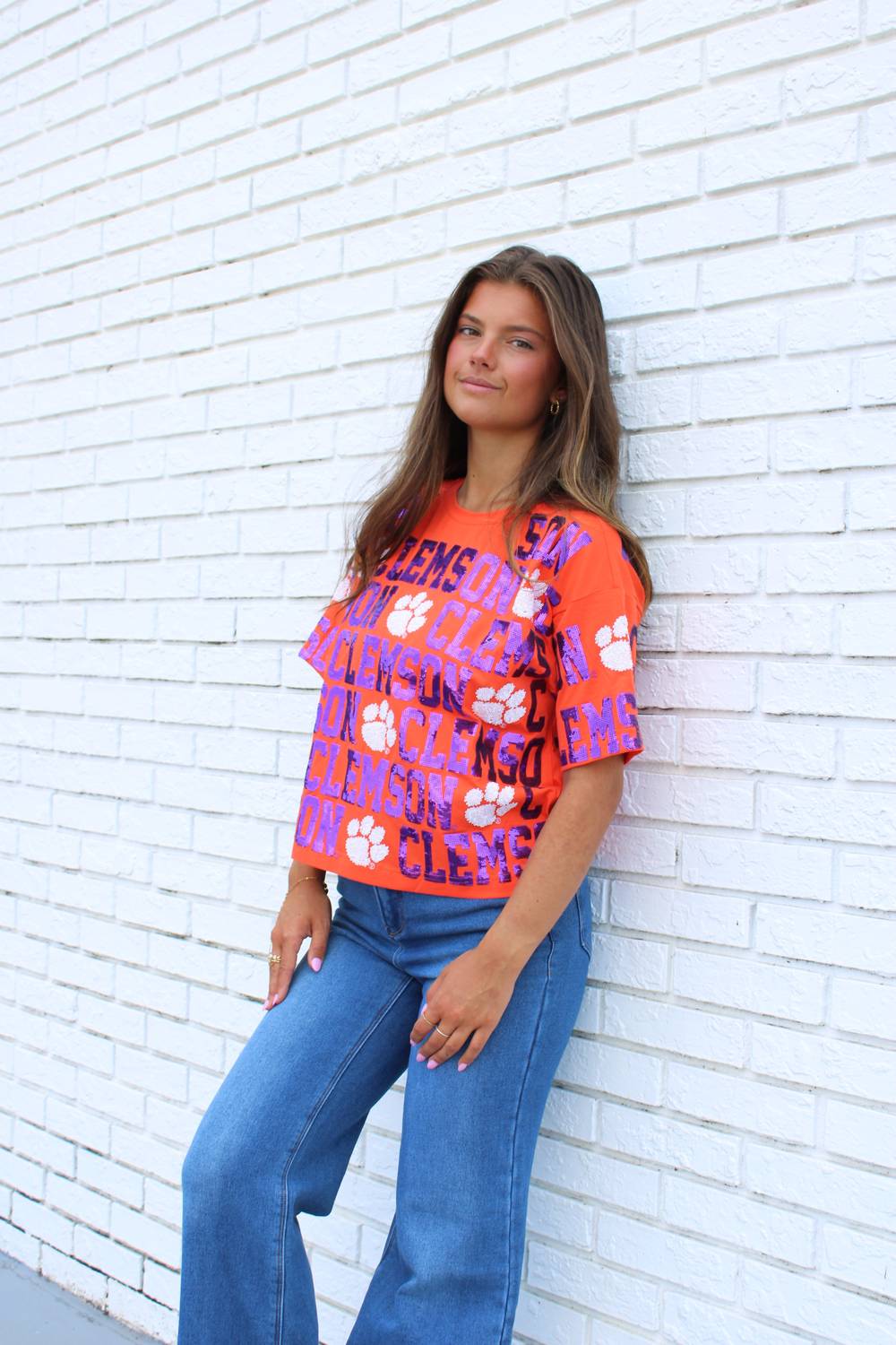 Stewart Simmons - Clemson Sequin Repeat Tee Top