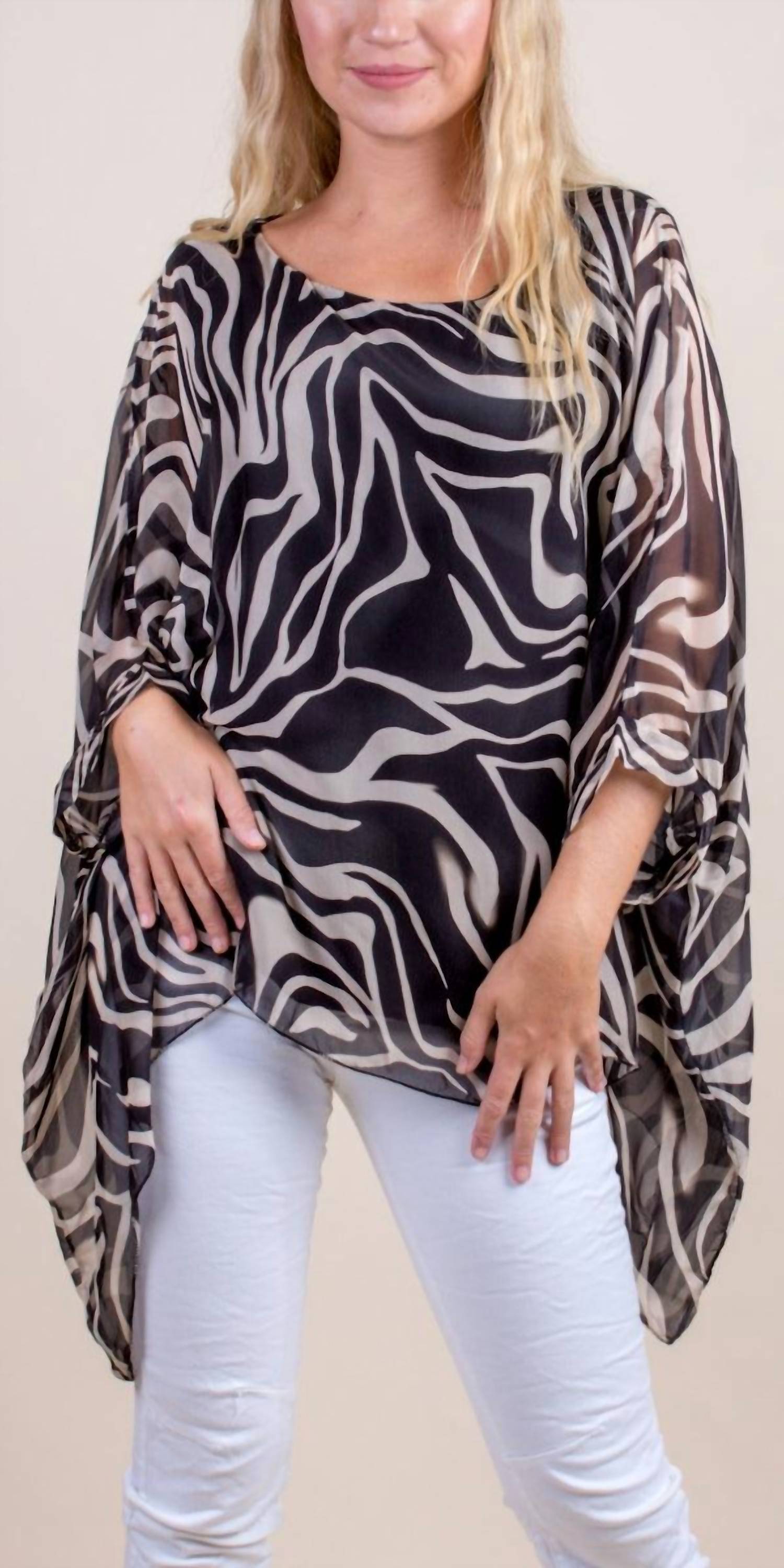 Gigi Moda - Seta Zebra Print Kaftan Top