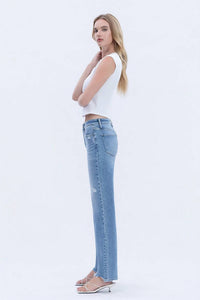 Vervet By Flying Monkey - High Rise Distressed Hem Slim Wide Jeans - Plus