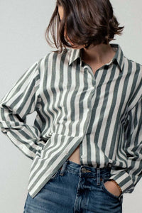 Urban Daizy - Outlaw Western Striped Button-down Collared Shirt