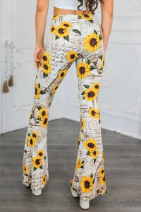 Surelymine - Sunflower Love Letter Buttery Soft Bell Bottom Pant