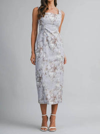 Mable - Steph Floral Printed Sleeveless Midi Dress