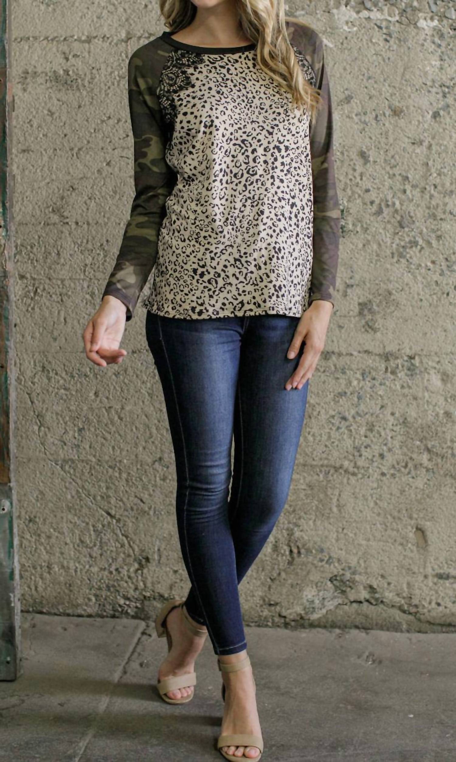 Ellis - Camo & Leopard Top