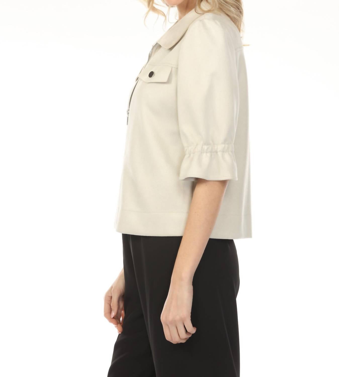 Joseph Ribkoff - Zip Front Puff Sleeve Jacket