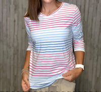 CHARLIE B Stripes Are For Me Knit Top in multi - women's long sleeve top