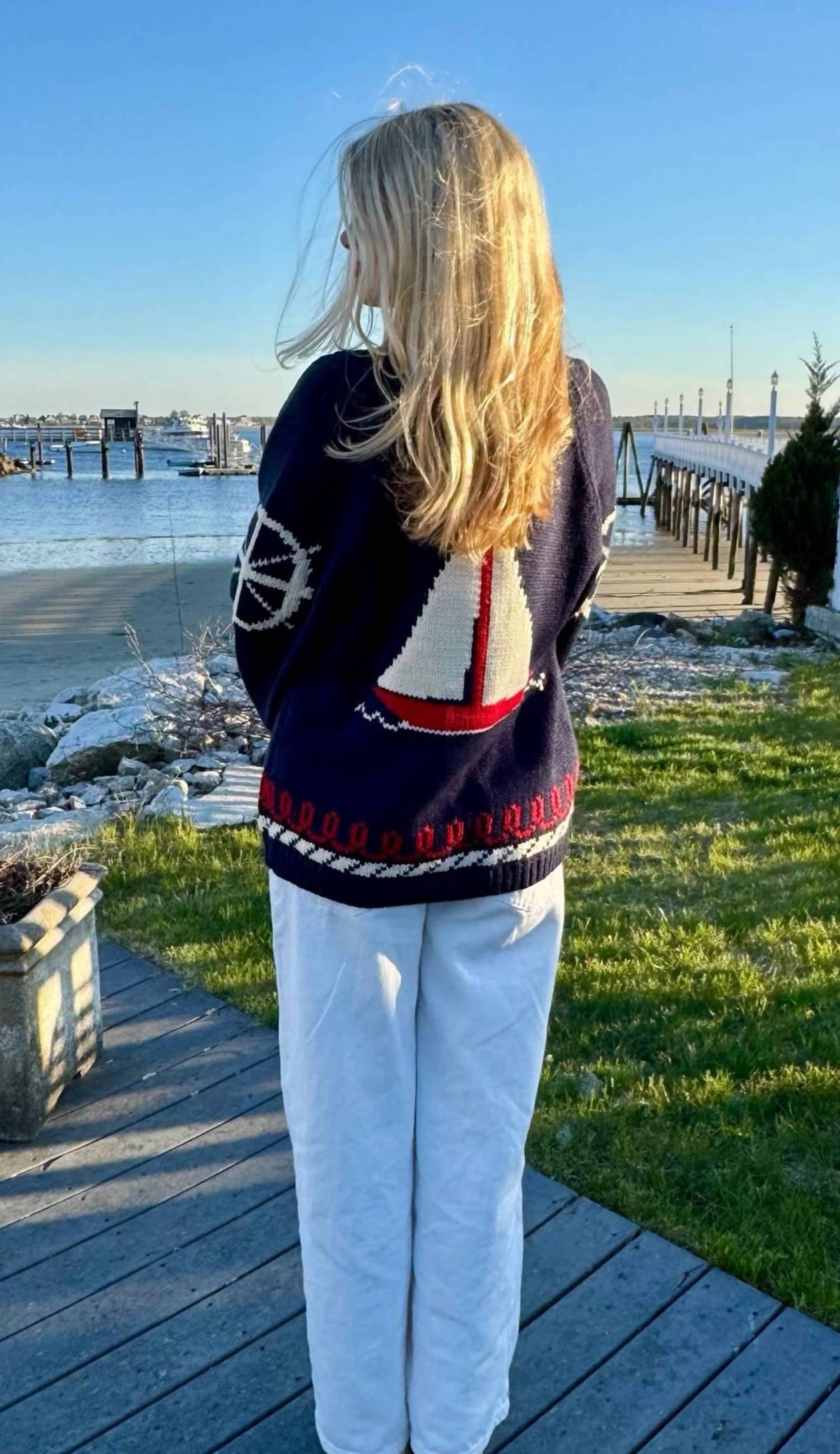 Pink Pineapple - Coastal Varsity Long Sleeve Cardigan