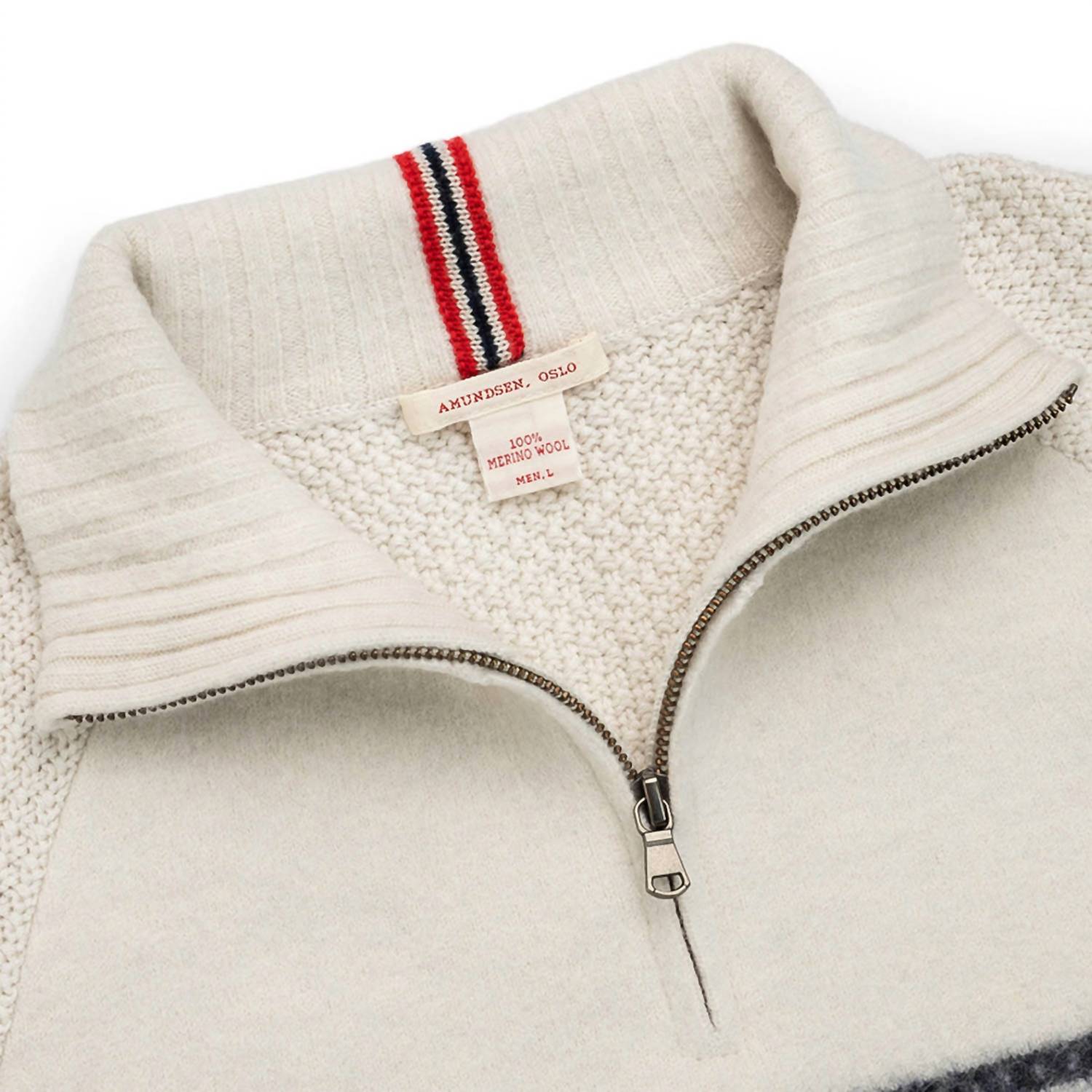 AMUNDSEN Men's Boiled Ski Sweater in oatmeal - men's sweater - view 4