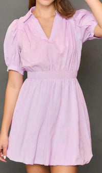 Umgee - Puff Sleeve Smocked Waist Mini Dress