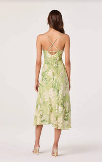 Astr - Gaia Burnout Velvet Cowl Midi Dress