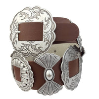 Axesoria West Women's Fully Packed Concho Wide Western Belt in brown - women's accessory