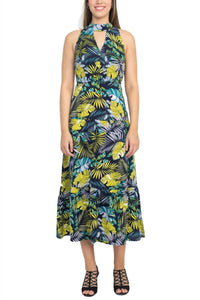 Sam Edelman - Halter Tie Neck Print Satin Dress