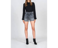 BLACK ORCHID Barbara Belted Paperbag Shorts in faded black - women's shorts
