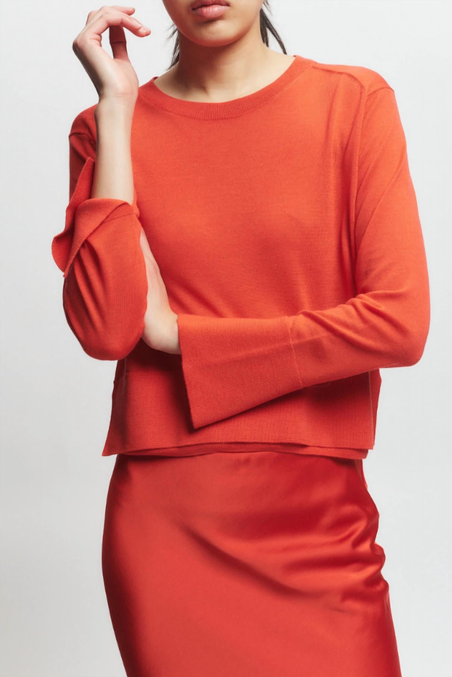 Saint Art Elodie Layered Crewneck Top in mandarin - women's long sleeve top