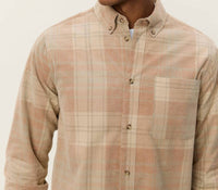 Les Deux Kash Check Corduroy Shirt in beige - men's shirt - detail view