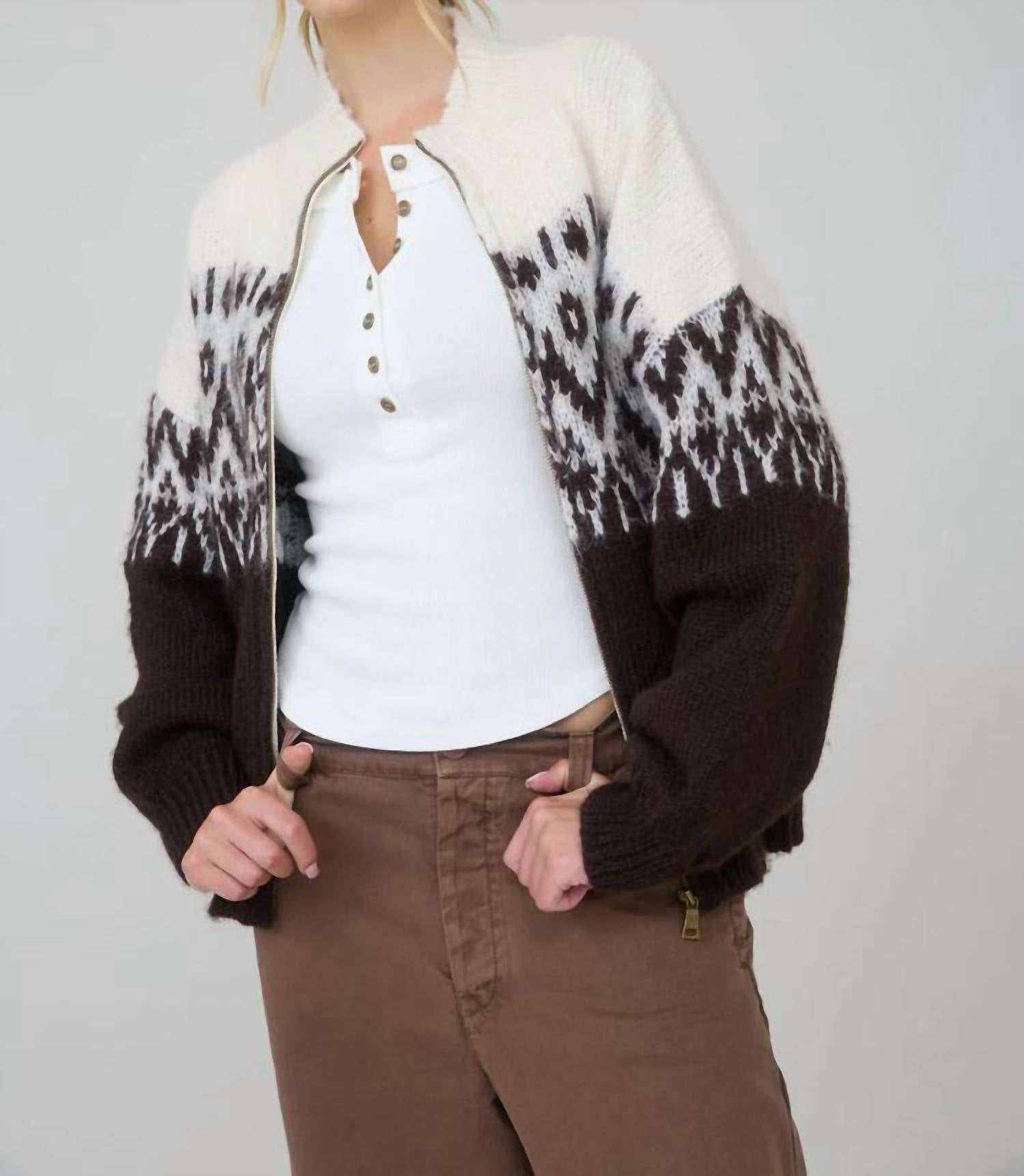 Blu Pepper - Fair Isle Half Zip Sweater