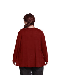 On The Plus Side - Waffle Knit Long Sleeve Top - Plus