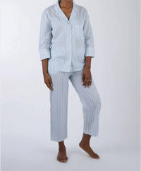 Lenora - Button-front Top And Capri Pants Pajama - Plus
