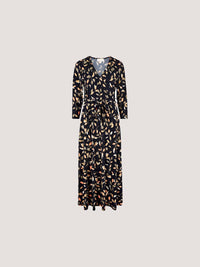 Apricot - Leaf Print Wrap Maxi Dress