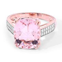 Diana M Jewels Women's Cushion Natural Morganite Fashion Ring (4.94 Ct) - Statement in 14k rose gold - women's jewelry