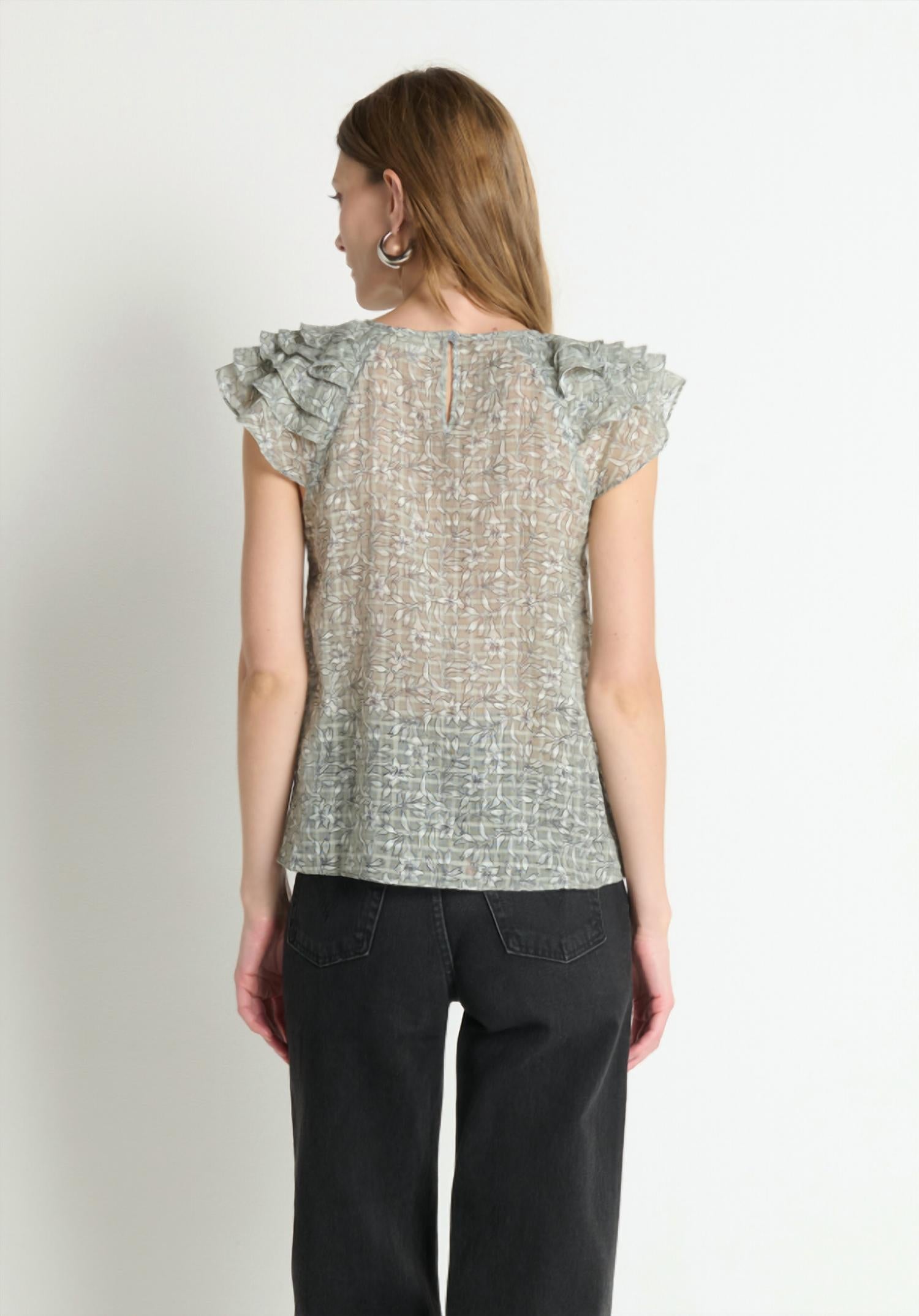 Nation Ltd - Sarina Ruffle Sleeve Top