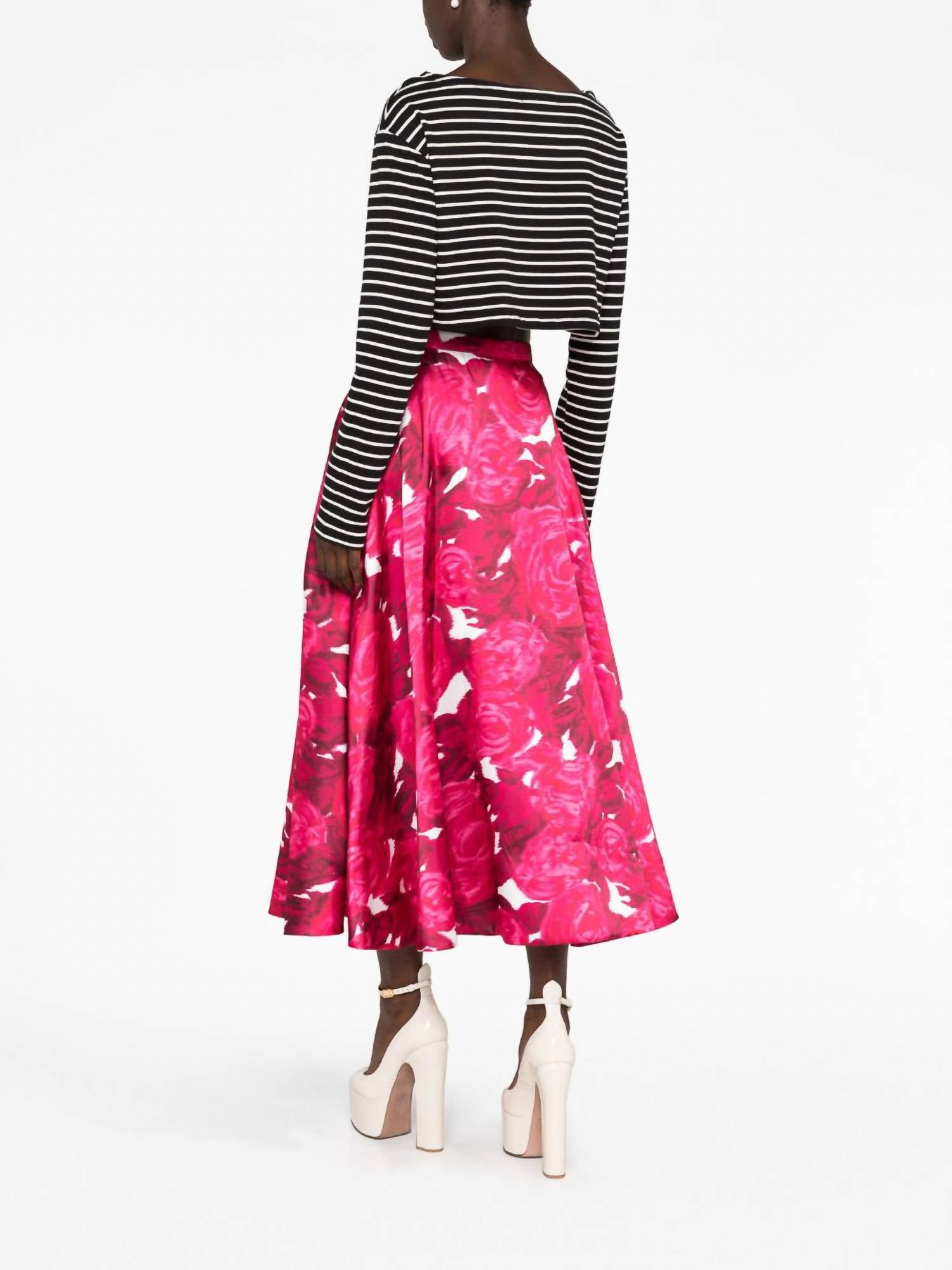 Valentino - Rose Moire Midi Skirt