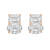 Diana M Jewels - Women's Emerald & Oval Lab-grown Diamond Stud Earrings (6.00 Tcw) - Elegant