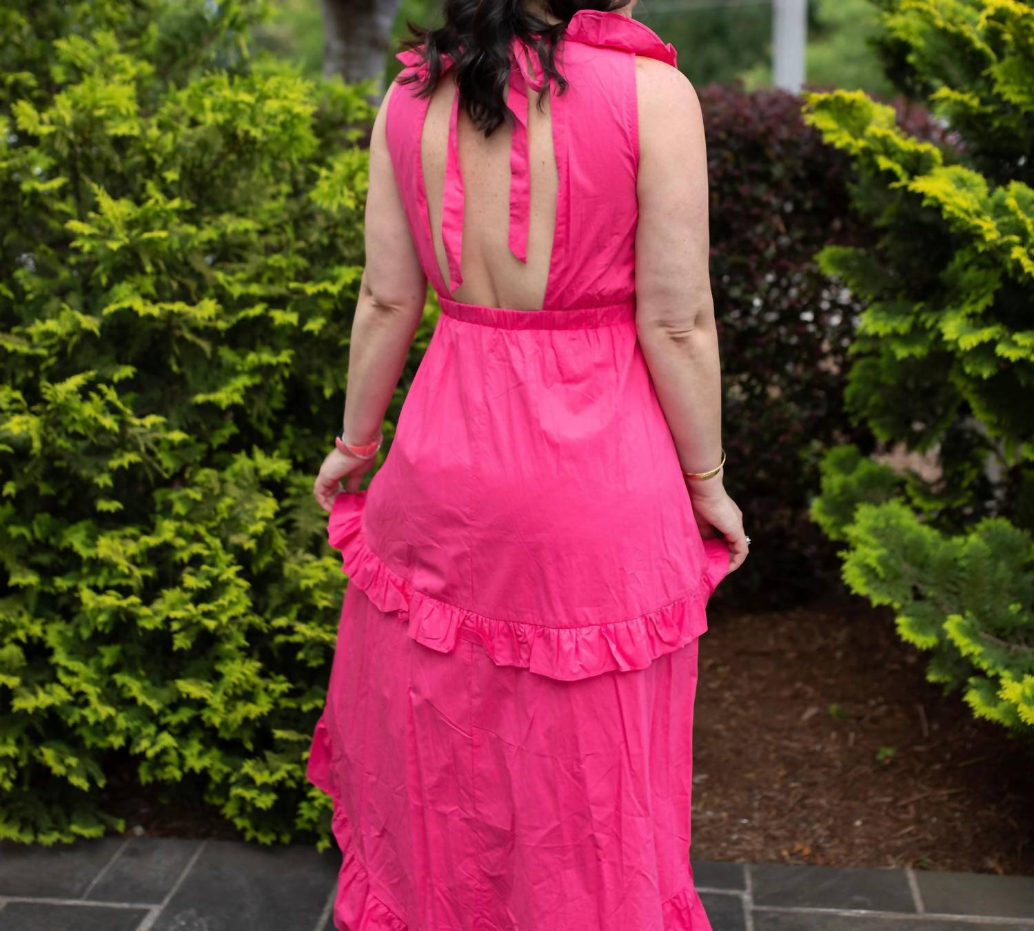 Peach Love - Ruffled High-low Midi Dress