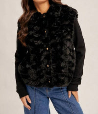 Hem & Thread - Knit Sleeve Fur Jacket