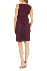 R&M Richards - Rhinestone Neck Metallic Jacket Dress