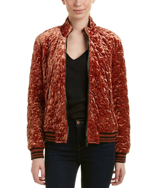 Bernardo - Quilted Velvet Bomber Jacket