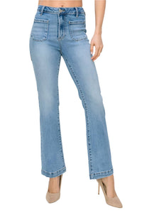 Risen - High Rise Ankle Bootcut Patch Pocket Jeans
