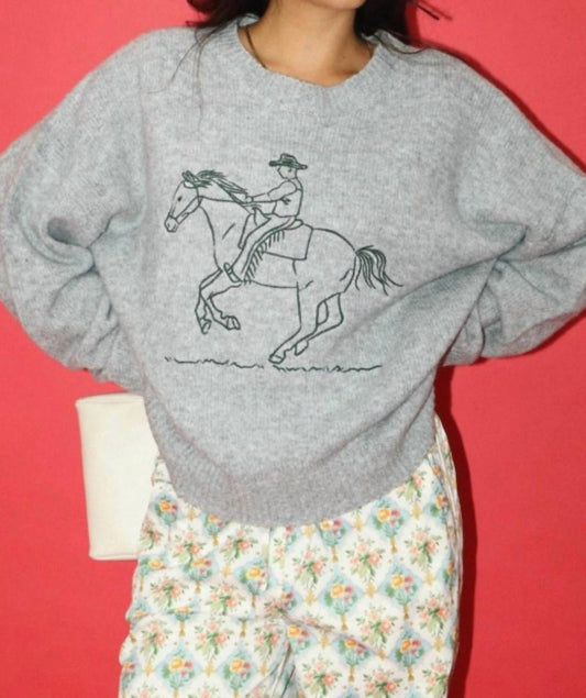 Bailey Rose - Embroidered Cowboy Knit Sweater
