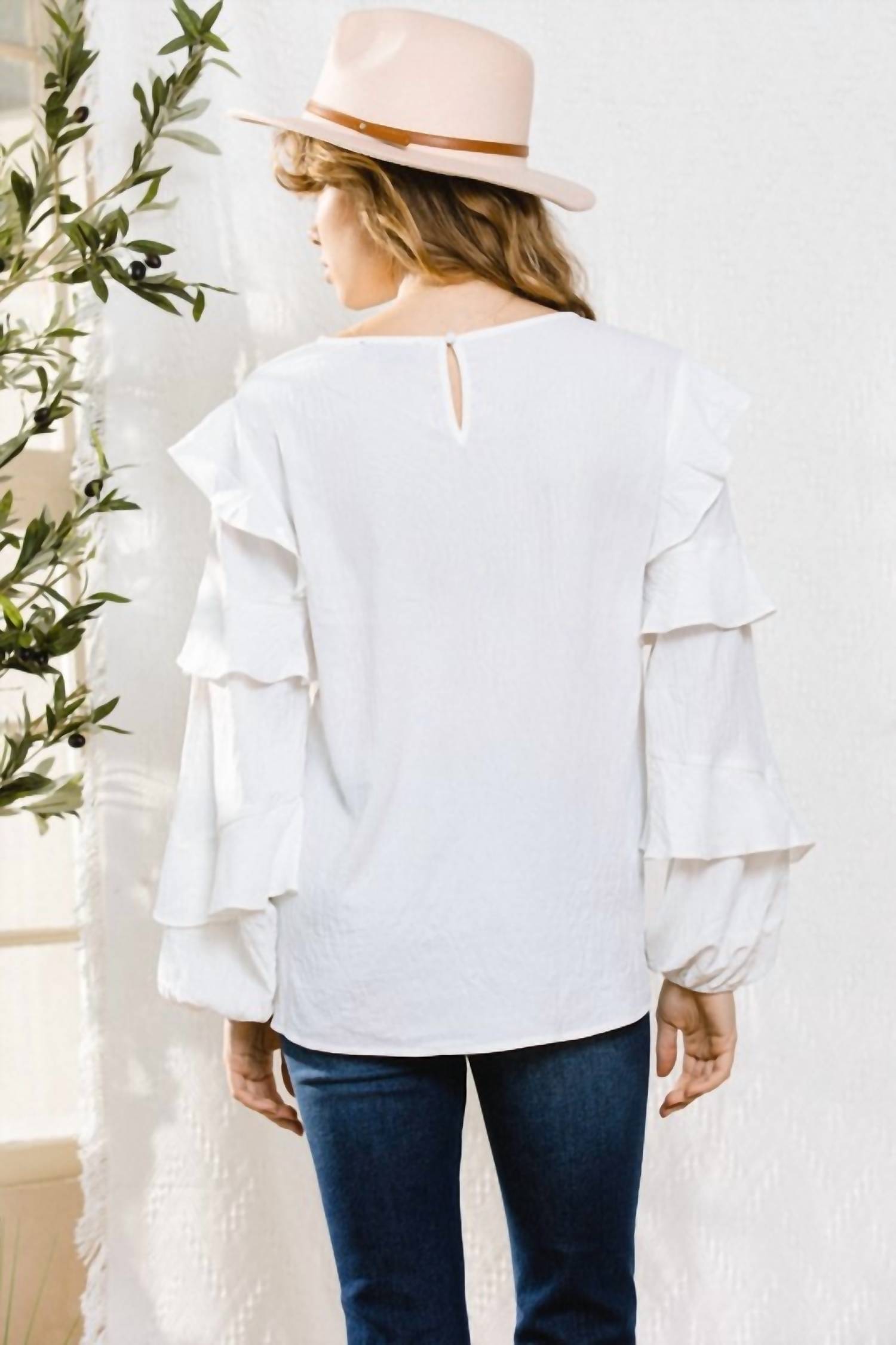 Oddi - Ruffle Puff Sleeve Top