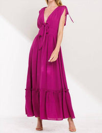 The Clothing Company Front Tie Maxi Dress in magenta - women's dress - view 4