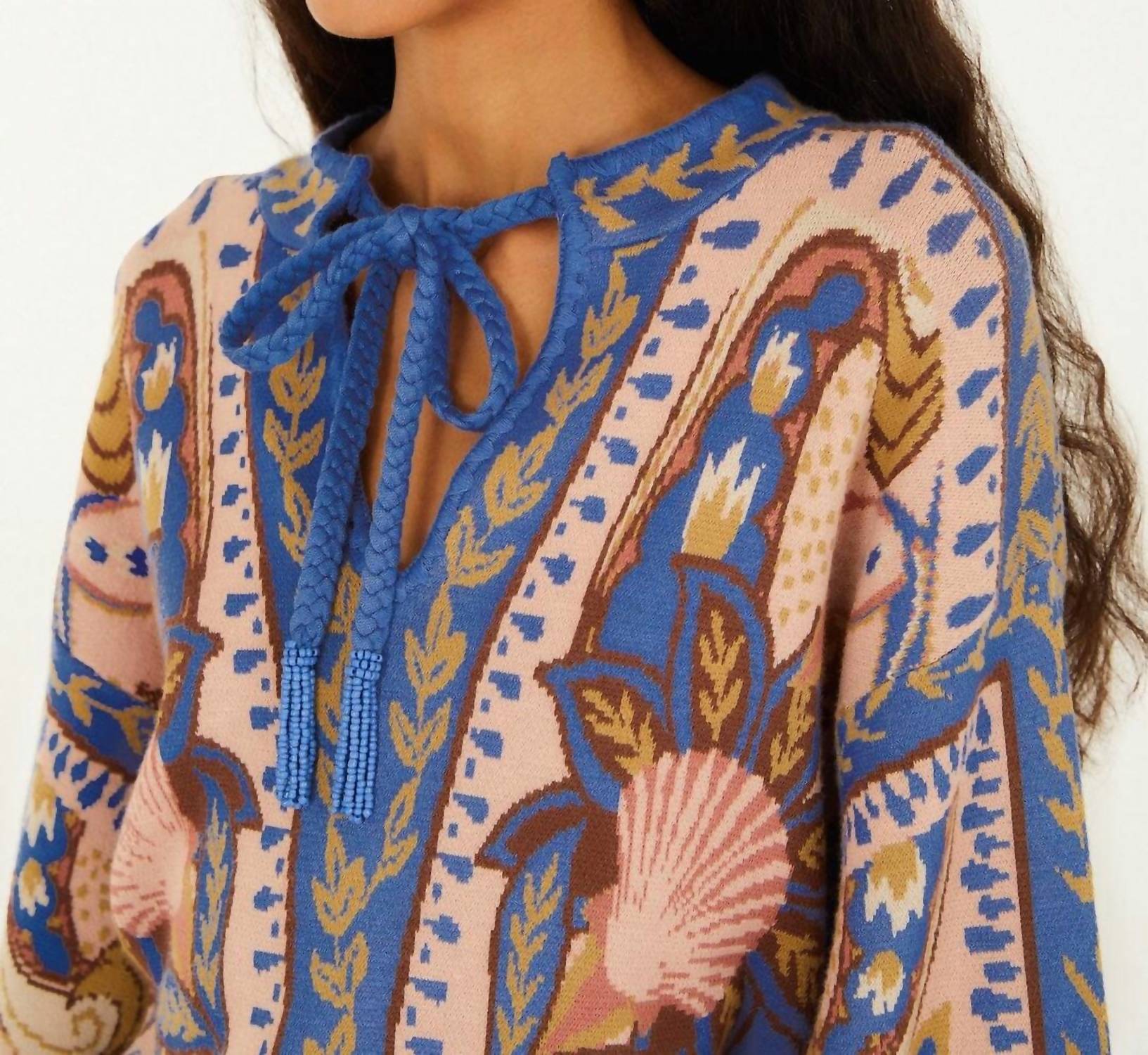 Farm Rio - Sea Garden Scarf Knit Mini Dress