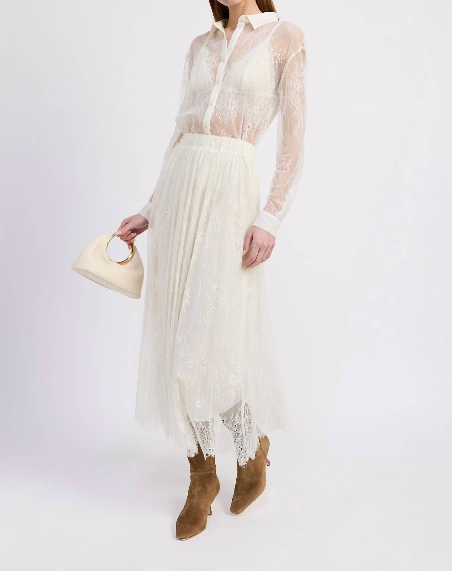 En Saison Alannah Midi Skirt in ivory - women's skirt - alternate view