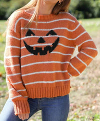Wooden Ships - Jack-o-lantern Striped Crew Sweater