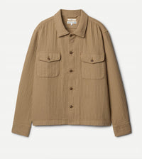 Merz b. Schwanen Padded Cotton Long Sleeve Overshirt in dusted khaki - men's shirt - view 6