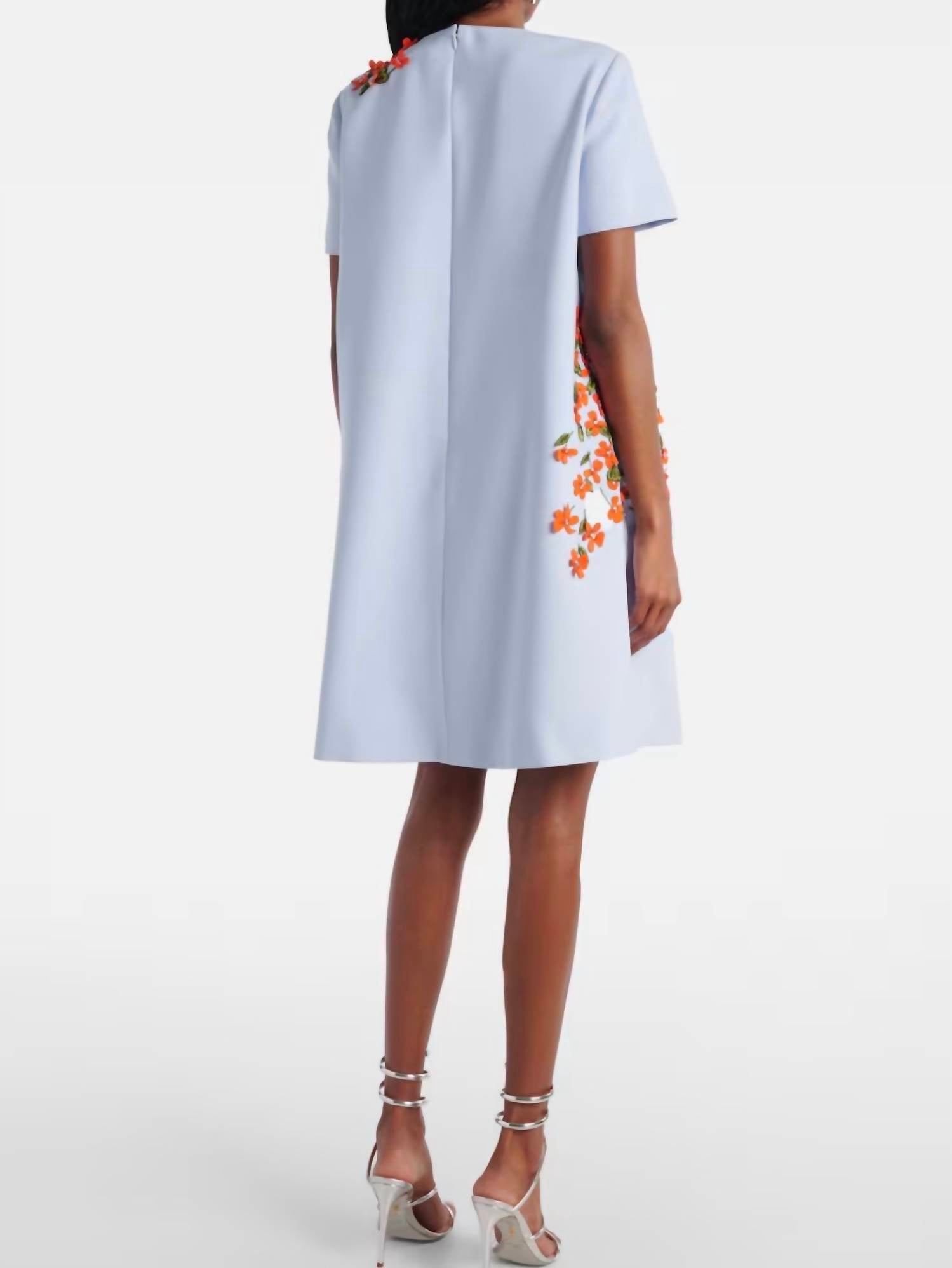 Carolina Herrera - Embroidered Short Sleeve Dress