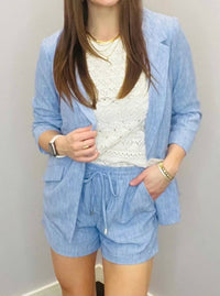 Skies Are Blue - Boardwalk Ruched Sleeves Blazer