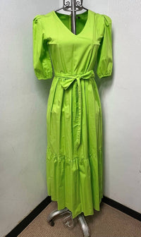 Maude Vivante - Women's Melina Long V-neck Belted Dress