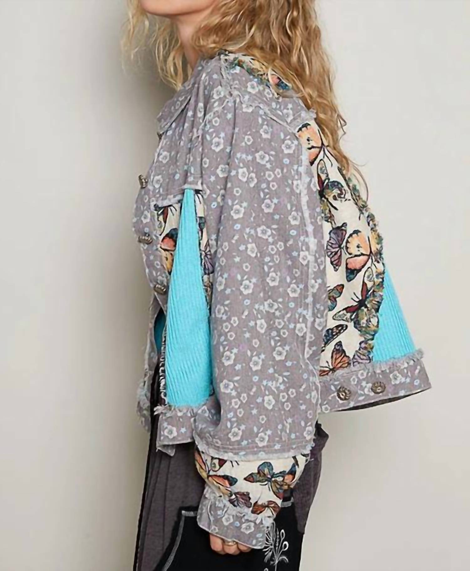 Pol - Vintage Washed Semi Cropped Denim Jacket