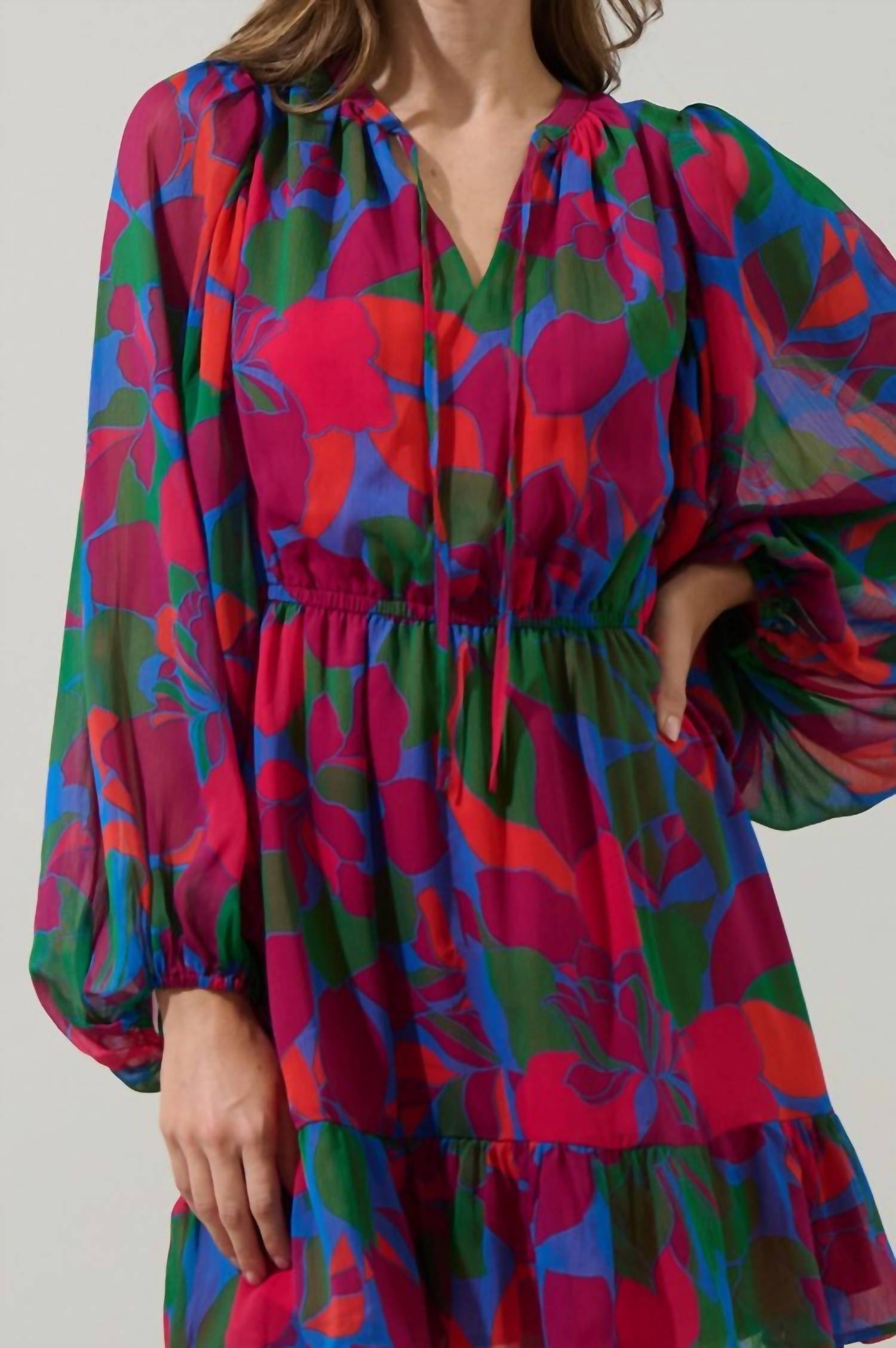 Sugarlips - Kaeli Floral Paxton Balloon Sleeve Mini Dress