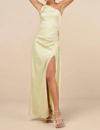 Lulus - Signature Elegance Satin One-shoulder Maxi Dress