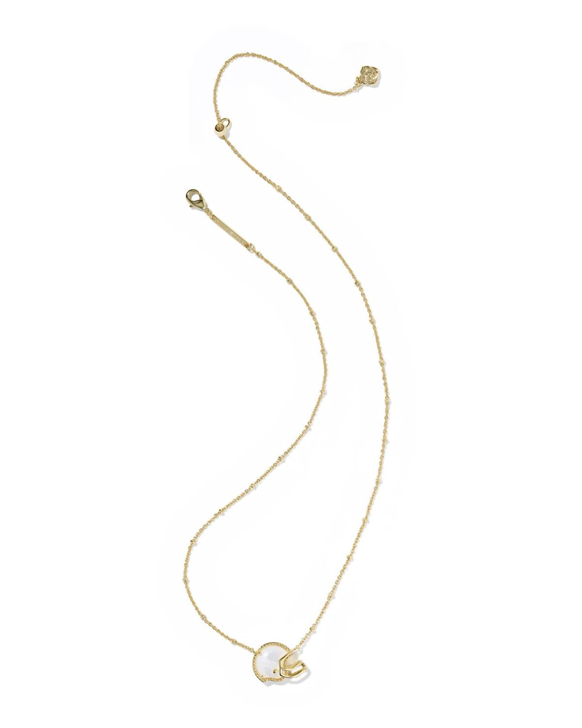 Kendra Scott Women's Football Helmet Short Pendant Necklace in gold ivory mother of pearl - women's jewelry - alternate view