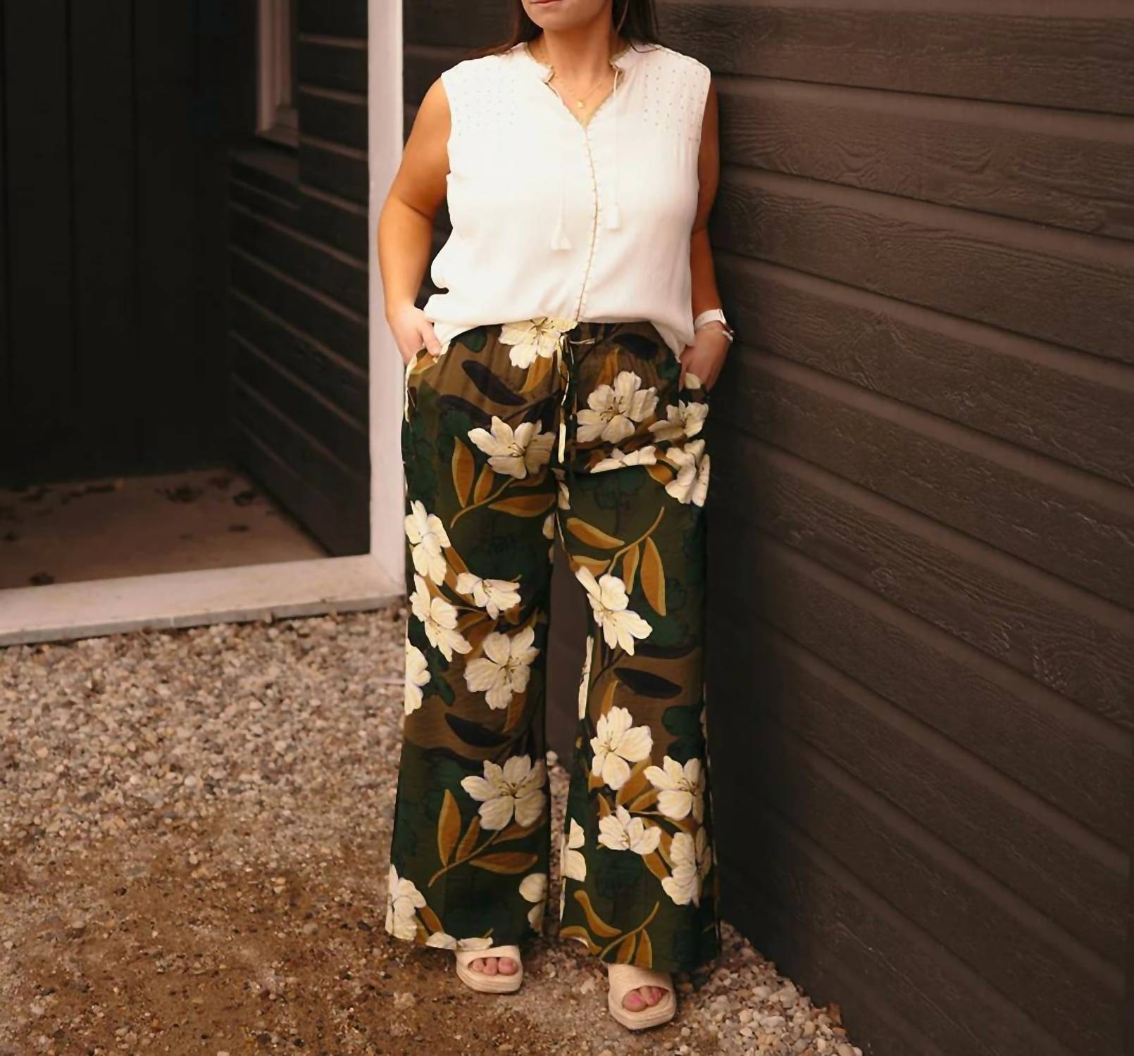 Dex - Palm Blossom Wide Leg Pants