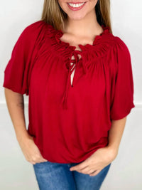 Bibi - Rayon Blend Balloon Sleeves Top